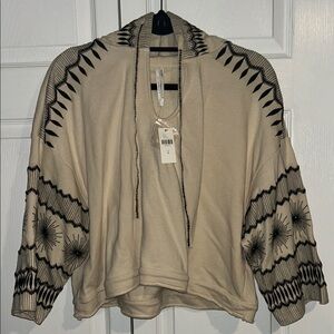 Beige Patterned Women's Cropped Sweater